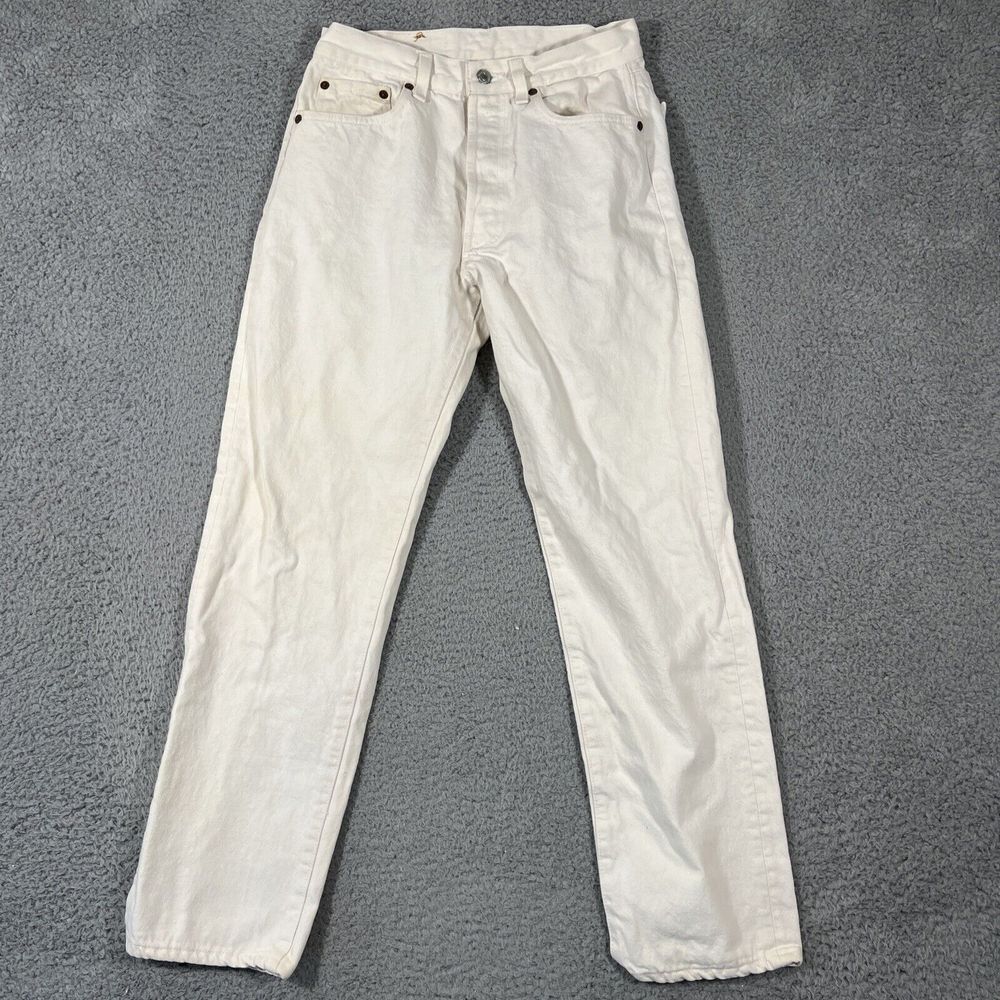 Vintage 90's Women's Levis 501 Jeans 30x30 White Denim Workwear USA